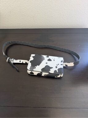 Jessica Simpson Cow Print Adjustable Belt Bag - Black & White